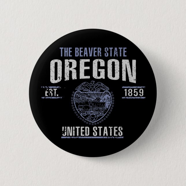 Oregon 2 Inch Round Button (Front)