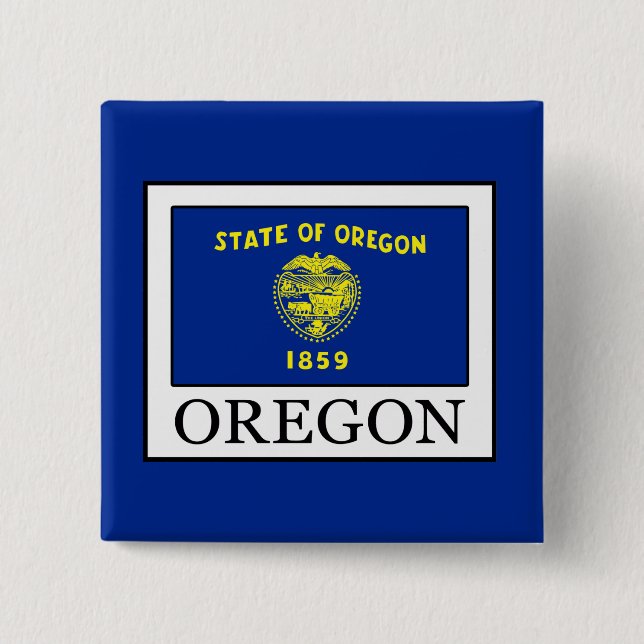 Oregon 2 Inch Square Button (Front)