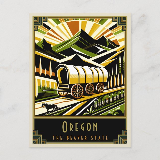 Oregon | Art Deco Postcard (Front)