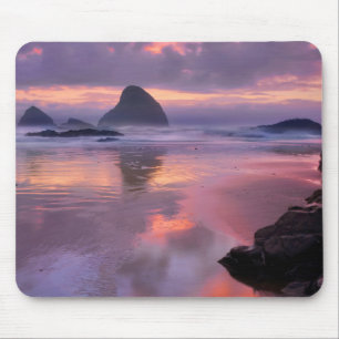 Oregon beach and sea stacks, sunset mouse pad
