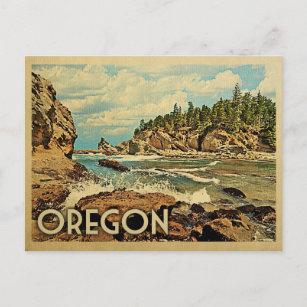 Oregon Beach Cliffs Vintage Travel Postcard