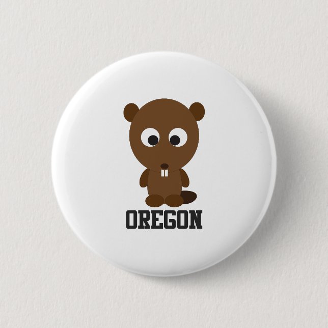 Oregon Beaver 2 Inch Round Button (Front)