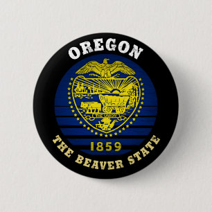 OREGON BEAVER STATE FLAG 2 INCH ROUND BUTTON