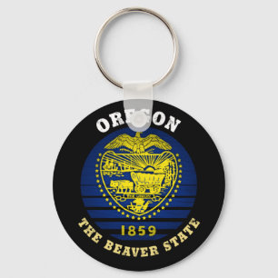OREGON BEAVER STATE FLAG KEYCHAIN