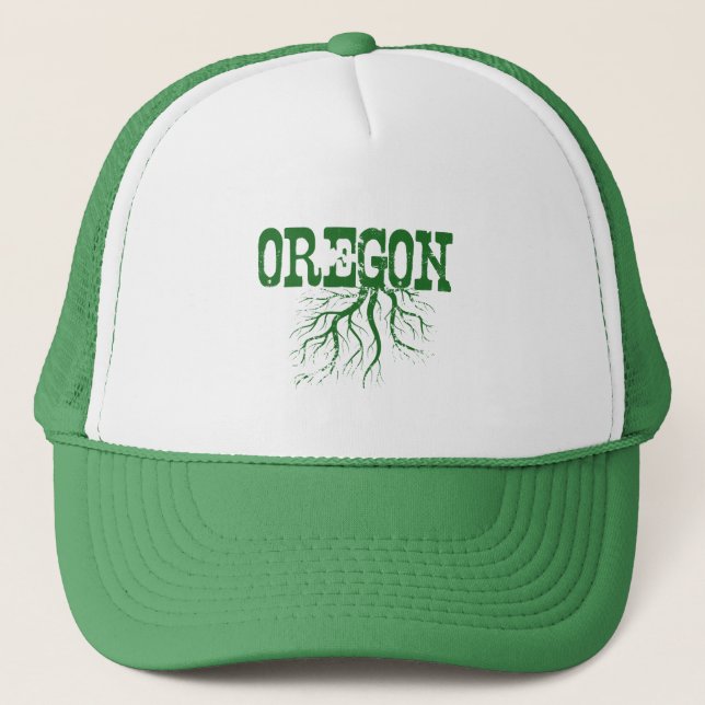 Oregon Birth State Oregonian Roots Beaver Word Art Trucker Hat (Front)