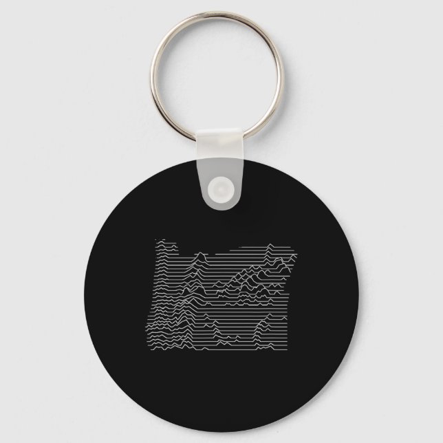 Oregon Cascade Mountain Range Elevation Map Topo G Keychain (Front)