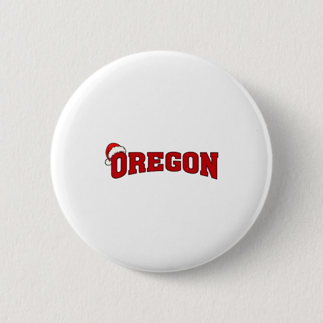 Oregon Christmas Santa Hat Retro Throwback Souveni 2 Inch Round Button (Front)
