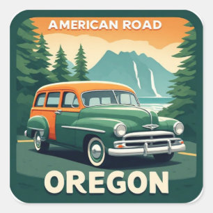 Oregon Classic American Car Square Sticker
