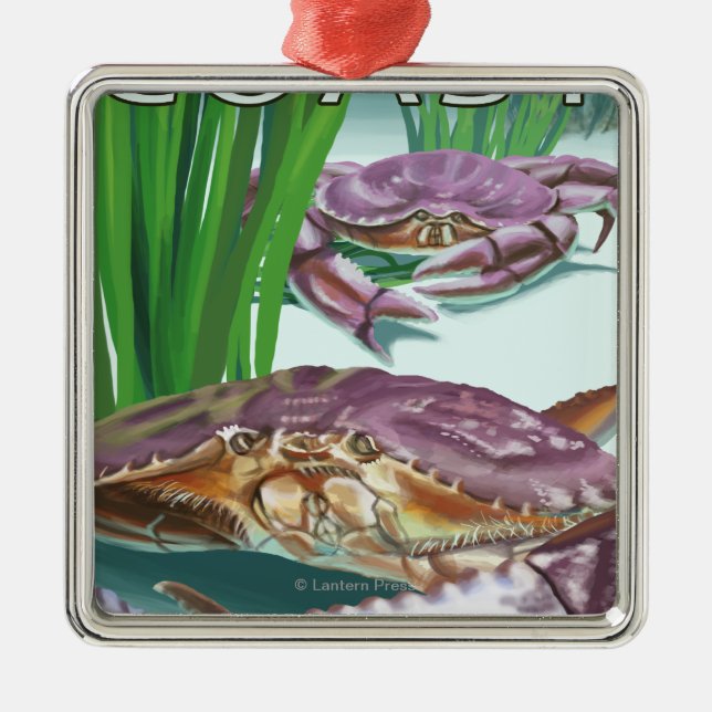 Oregon Coast Crab Metal Ornament (Front)