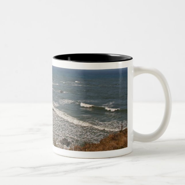 Oregon Coast near Strawberry Hill Two-Tone Coffee Mug (Right)