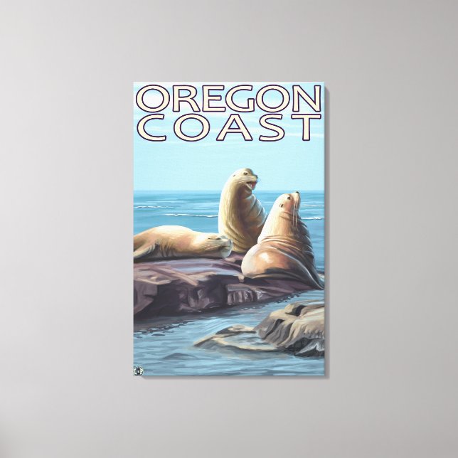 Oregon Coast Sea Lions Canvas Print (Front)