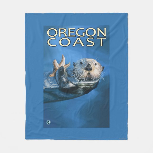 Oregon Coast Sea Otter Fleece Blanket (Front)