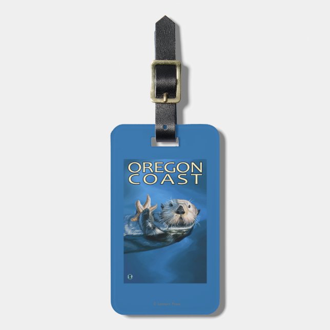 Oregon Coast Sea Otter Luggage Tag (Front Vertical)
