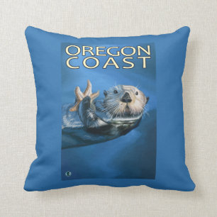 Oregon Coast Sea Otter Throw Pillow