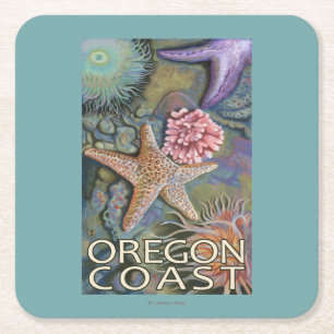 Oregon Coast Tidepool Square Paper Coaster