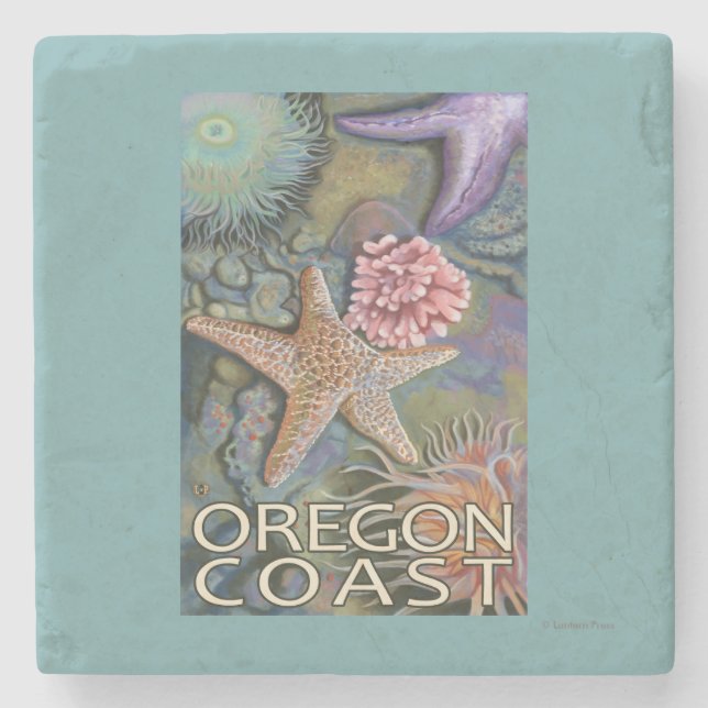 Oregon Coast Tidepool Stone Coaster (Front)