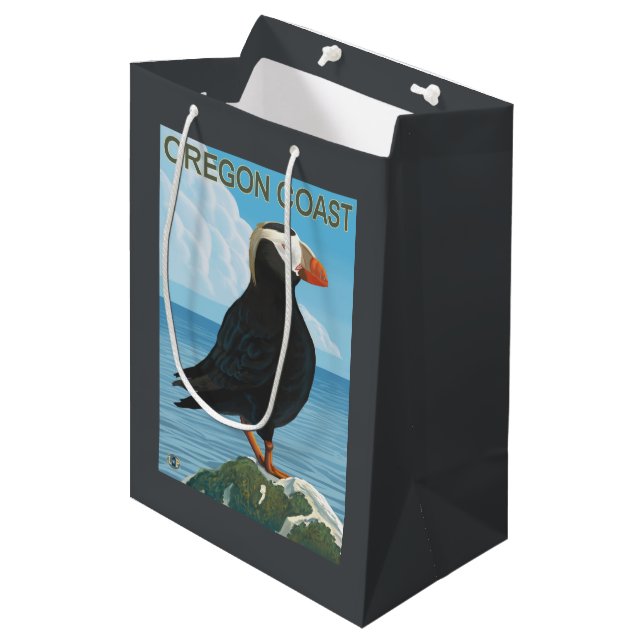 Oregon Coast Tufted Puffin Medium Gift Bag (Front Angled)