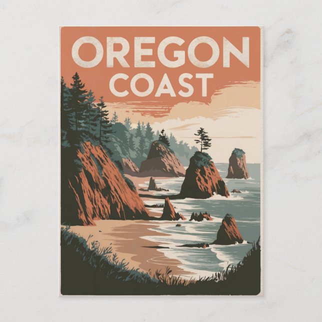 Oregon Coast Vintage Postcard (Front)