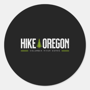 Oregon Columbia River Gorge Hike Tree Retro Graphi Classic Round Sticker