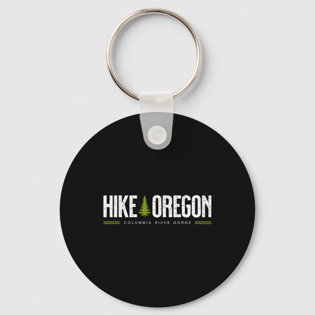 Oregon Columbia River Gorge Hike Tree Retro Graphi Keychain (Front)