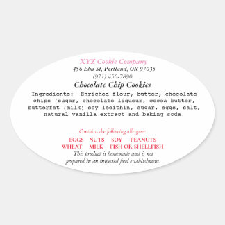 OREGON Cottage Law Label home bakery