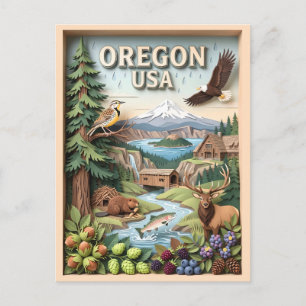 Oregon Crater Lake Mount Hood Wildlife Landscape Postcard