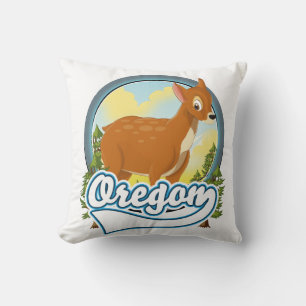Oregon Deer travel logo Throw Pillow