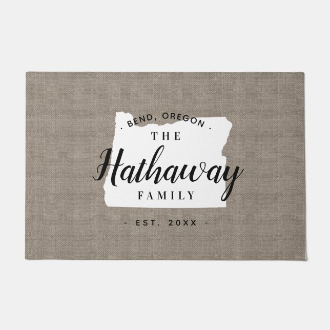 Oregon Family Monogram State Doormat (Front)