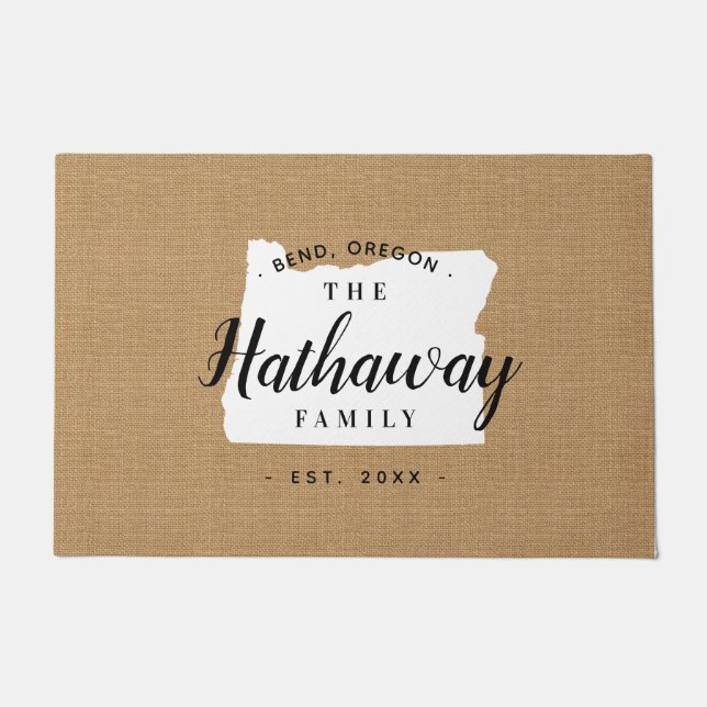 Oregon Family Monogram State Doormat (Front)