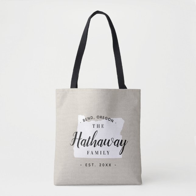 Oregon Family Monogram State Tote Bag (Front)
