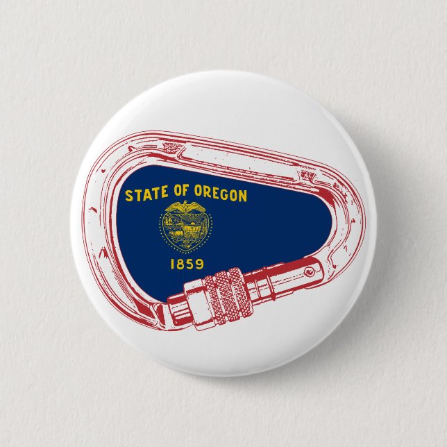 Oregon Flag Climbing Carabiner 2 Inch Round Button (Front)