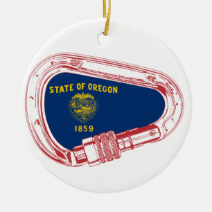 Oregon Flag Climbing Carabiner Ceramic Ornament