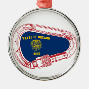 Oregon Flag Climbing Carabiner Metal Ornament