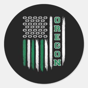 Oregon Flag Usa College Font Design For Men Women  Classic Round Sticker