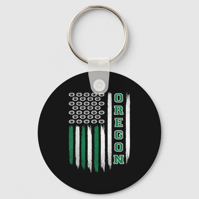 Oregon Flag Usa College Font Design For Men Women  Keychain (Front)