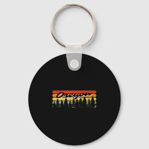 Oregon Forest Sunset Trees Cabin Theme Souvenir Keychain