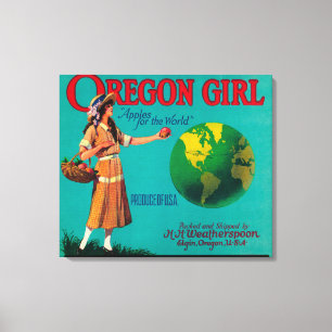 Oregon Girl Apple Crate LabelElgin, OR Canvas Print
