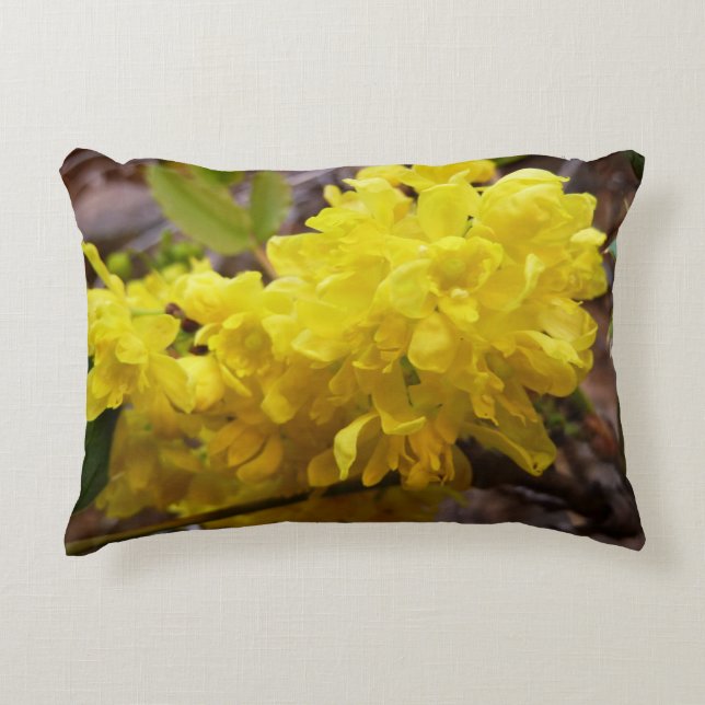 Oregon Grape Flowers Yellow Wildflowers Accent Pillow (Front)