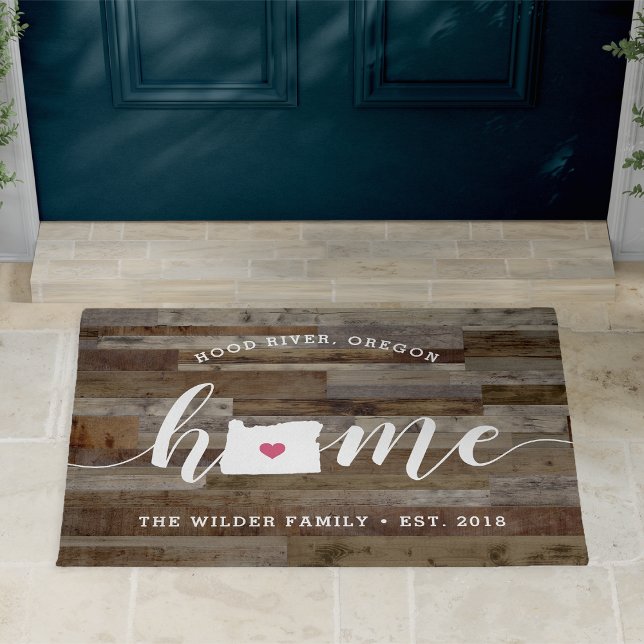 Oregon Home State Personalized Wood Look Doormat (Creator Uploaded)