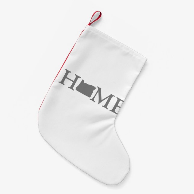 Oregon Home State Shaped Letter O Word Art Small Christmas Stocking (Front (Hanging))