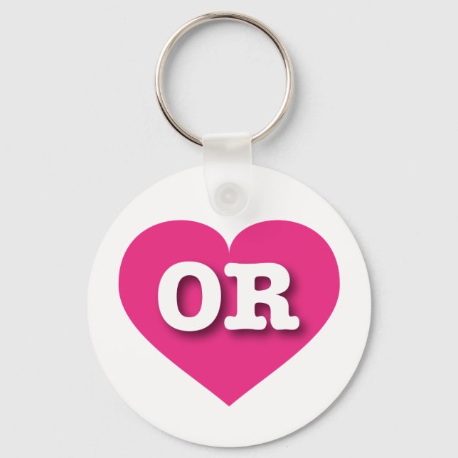Oregon Hot Pink Heart - I love OR Keychain (Front)