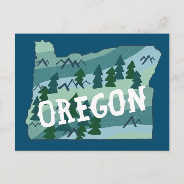 Oregon Illustrated Map Postcard (Front)