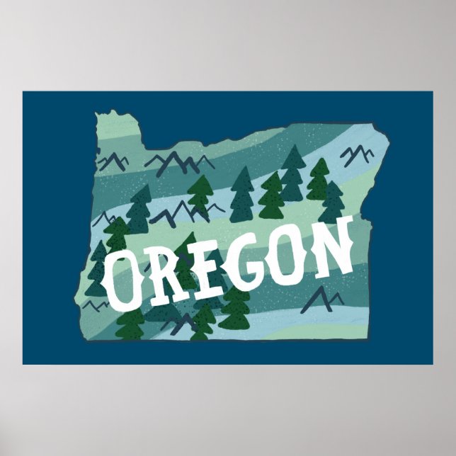 Oregon Illustrated Map Poster (Front)