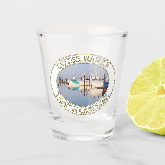 Oregon Inlet Fishing Boats, Outer Banks, NC Shot Glass (Front)