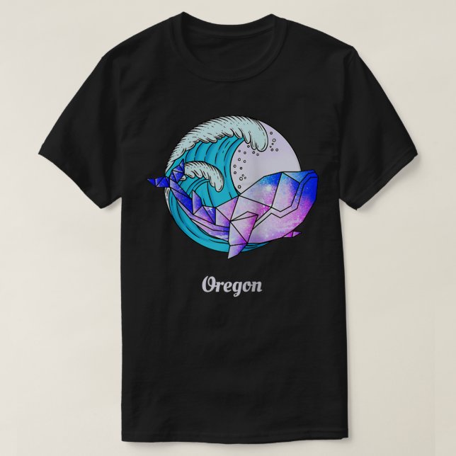 Oregon Japanese Paint Geometric Orca Killer Whale  T-Shirt (Design Front)