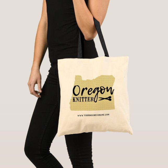 Oregon Knitter Black + Gold Craft Shop Tote Bag (Front (Product))