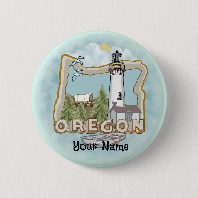 Oregon Lighthouse  2 Inch Round Button (Front)