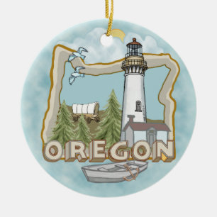 Oregon Lighthouse Ceramic Ornament