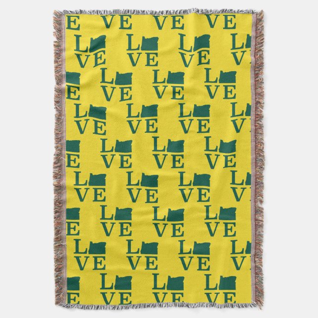 Oregon LOVE Green Throw Blanket (Front Vertical)