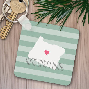 Oregon Map Home State Love with Custom Heart Keychain